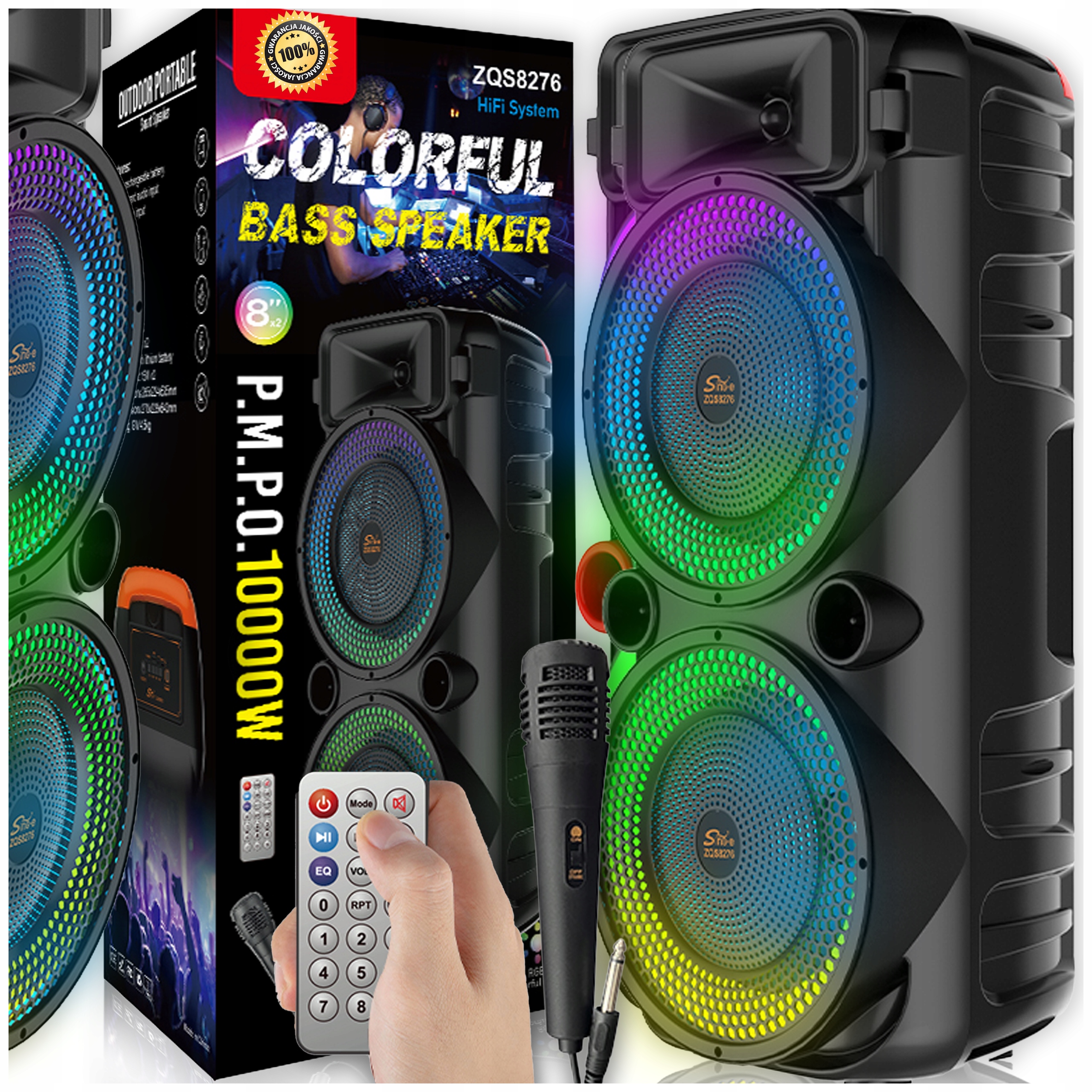 XXL Přenosný Reproduktor 10 000W Bluetooth Karaoke Mobilní Boombox