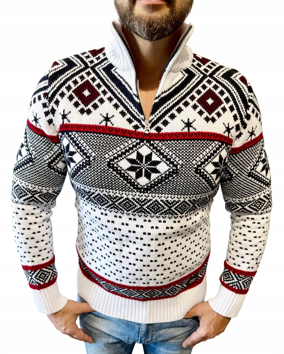 Pánský norský svetr vánoční, rozepínací, elegantní Rolák Se Stojáčkem M