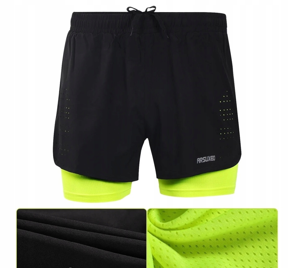 SPODENKI SPORTOWE DO BIEGANIA ARSUXEO NA ROWER SZORTY SIŁOWNIĘ ROWEROWE r L Właściwości oddychające szybkoschnące
