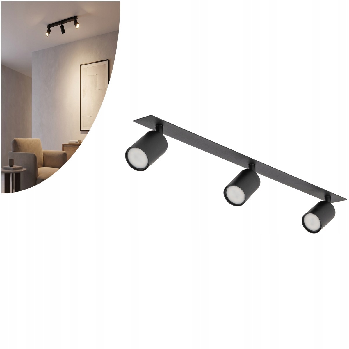 Zapustené svietidlo Spot Reflektor čierny 3xGU10 Pohyblivý kov Tk Lighting