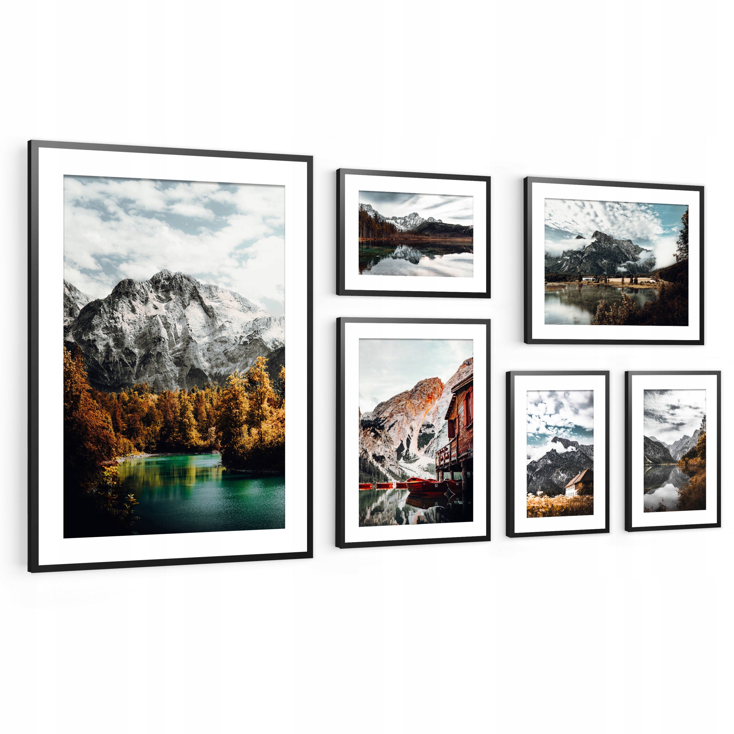 Komplet Obrazov Sada 6ks Plagáty v ráme Hory do obývačky a spálne