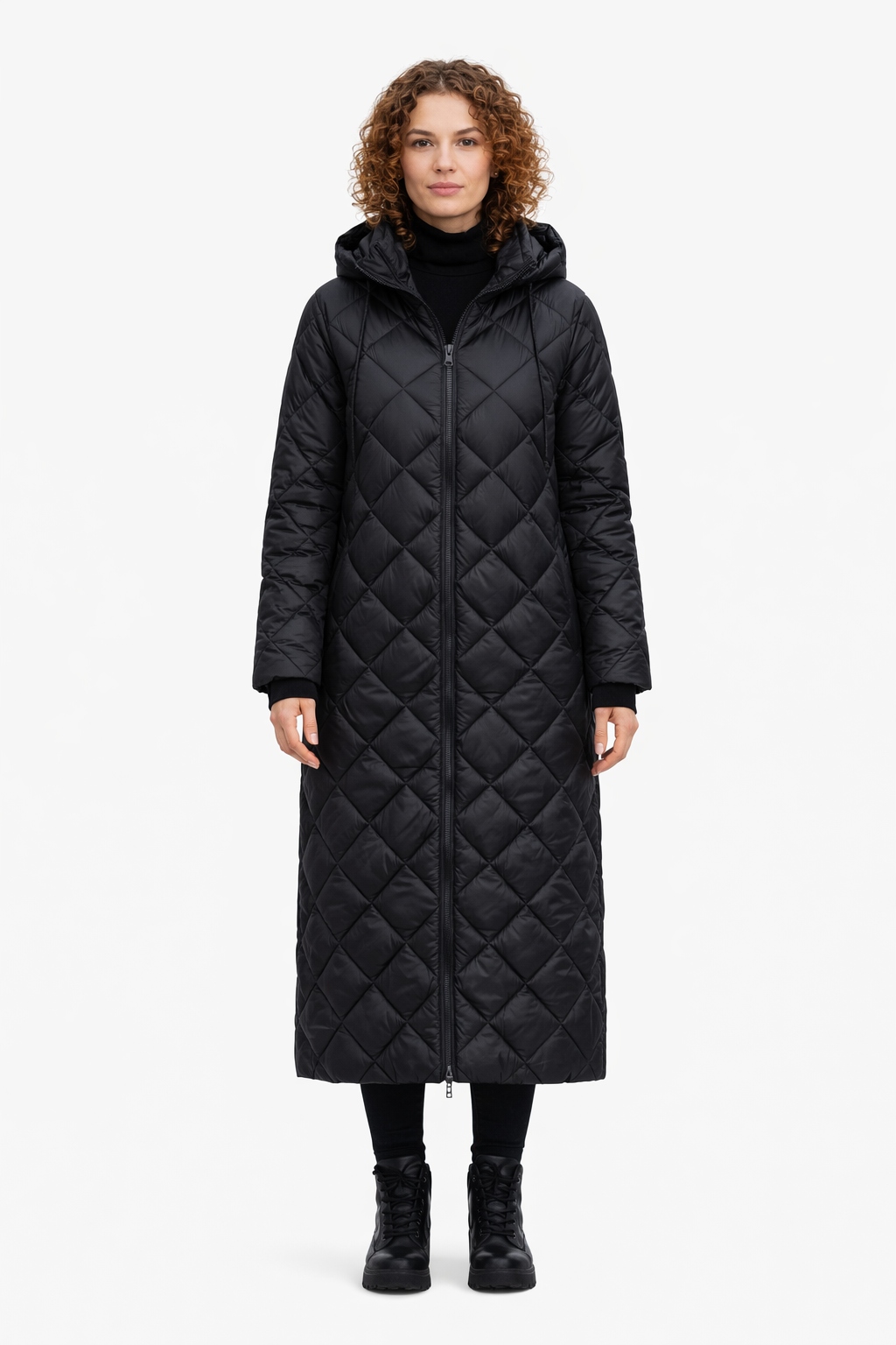 Marella Prošívaná Bunda S Kapucí Ke Kolenům Černá 40 I3C