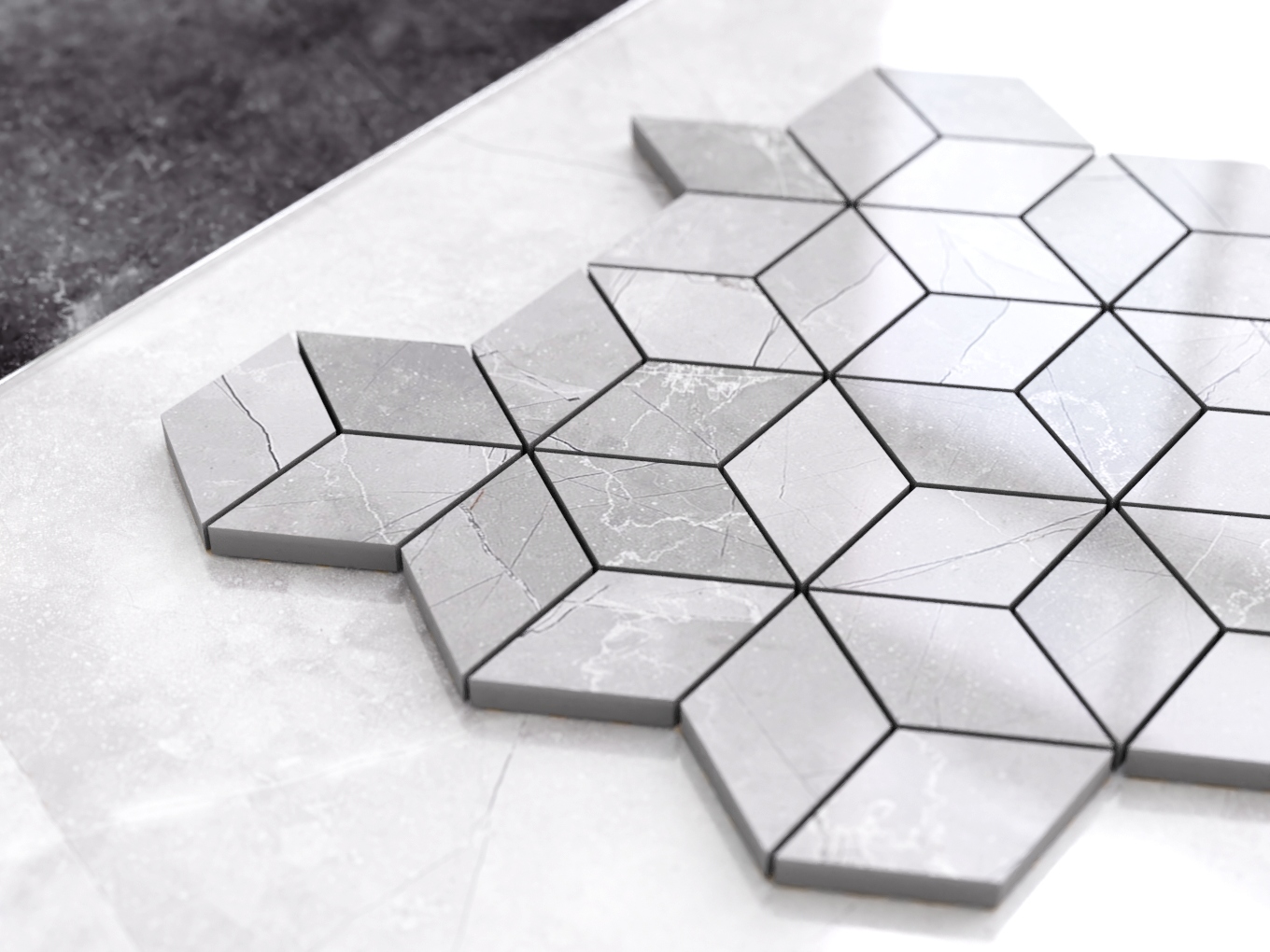 MOZAIKA GRESOWA DIAMOND ROMB LEZA GREY Typ mozaika