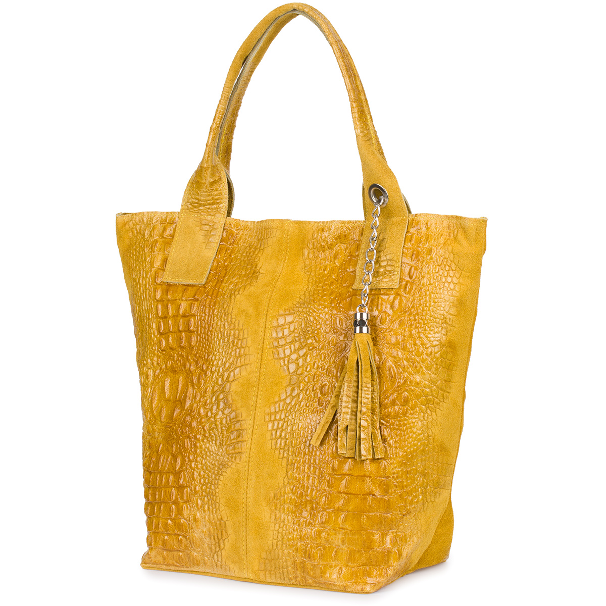 Kožená taška dámská shopper na zip velká A4 s italskou kosmetickou taštičkou