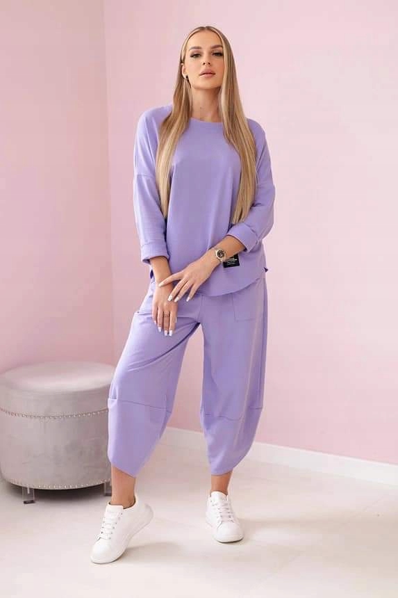 Komplet bawełniany bluza plus spodnie oversize Moda Włoska Rozmiar uniwersalny