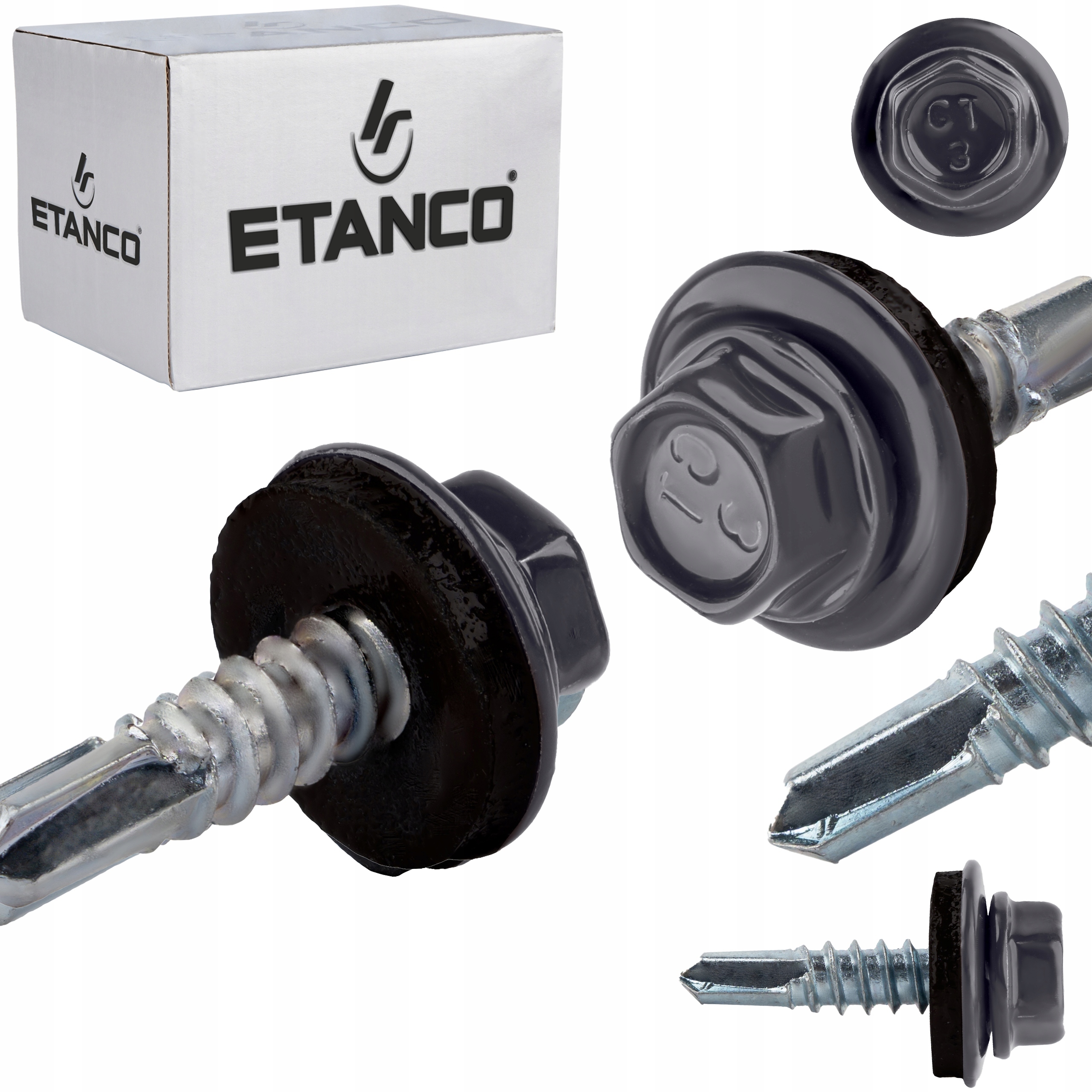 Samovrtné šrouby do kovu 3 mm 4,8 x 19 mm Ral 7024 250 ks Etanco GT3 Z14