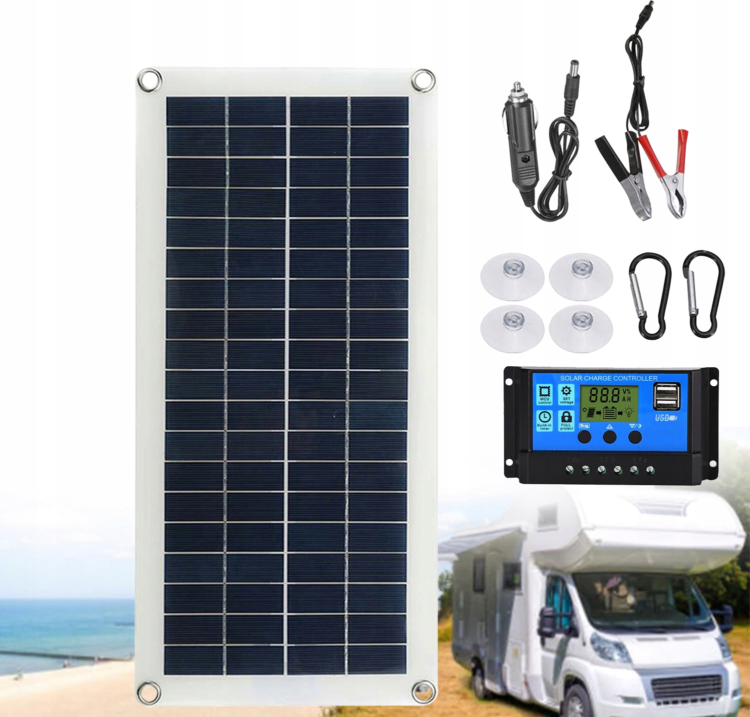 Panel Solarny 300W Regulator 12V 30A Bateria Słoneczny Prostownik Ładowarka