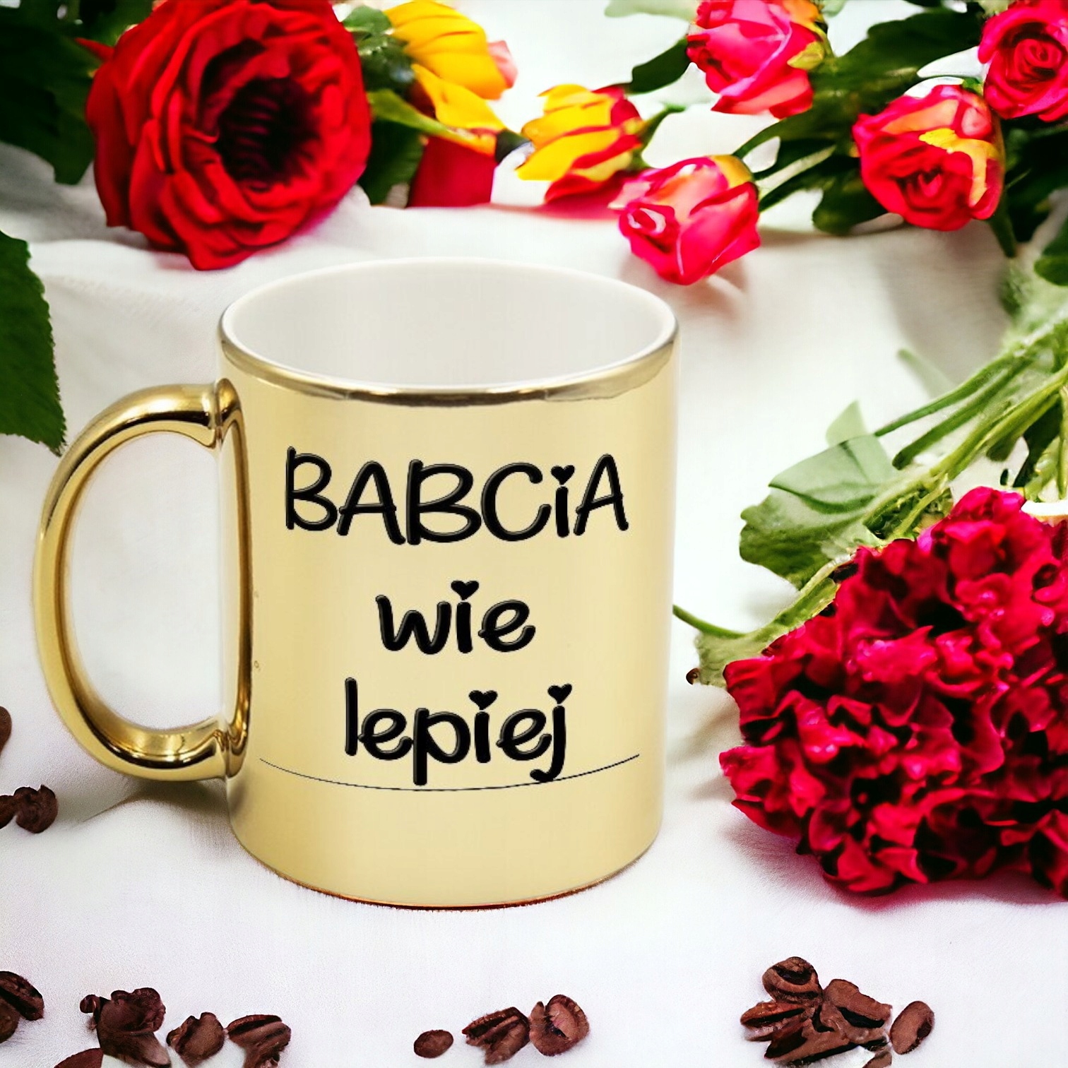 KUBEK ZŁOTY Z TWOIM NADRUKIEM TEKSTEM GRAFIKĄ LOGO GADŻET PREZENT REKLAMA Wzór dominujący Inny wzór