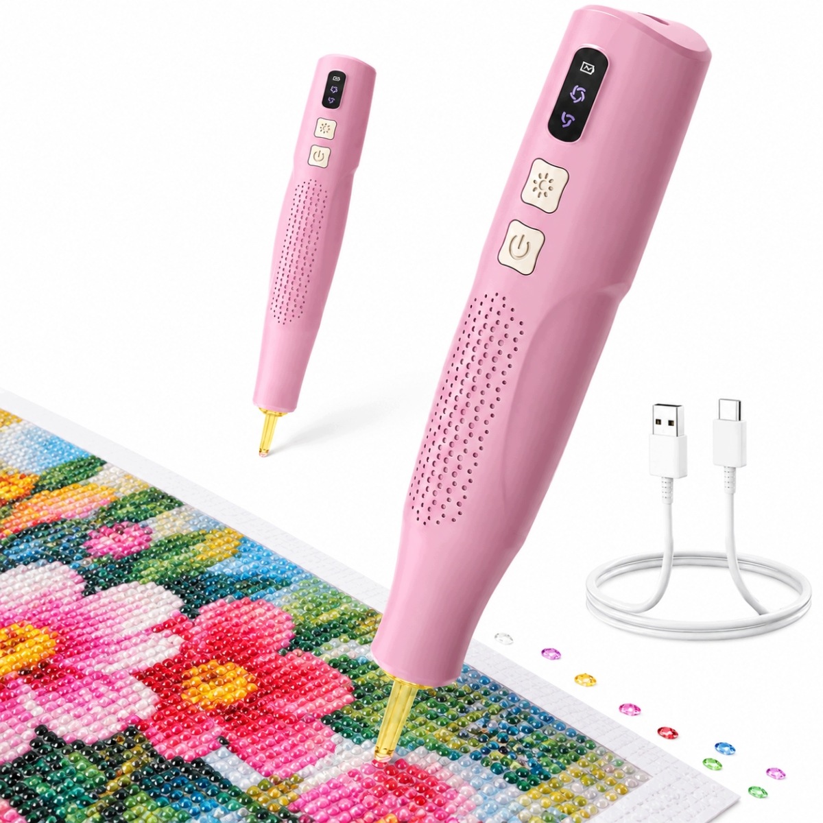 Bezdrátový Elektrický Propiska Na Diamanty Růžový Led Usb