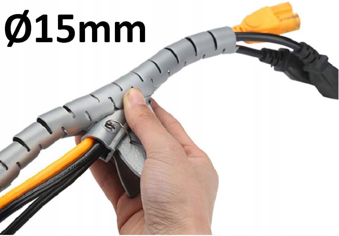 

Organizer maskownica do kabli Ø15mm x 2m z klipem