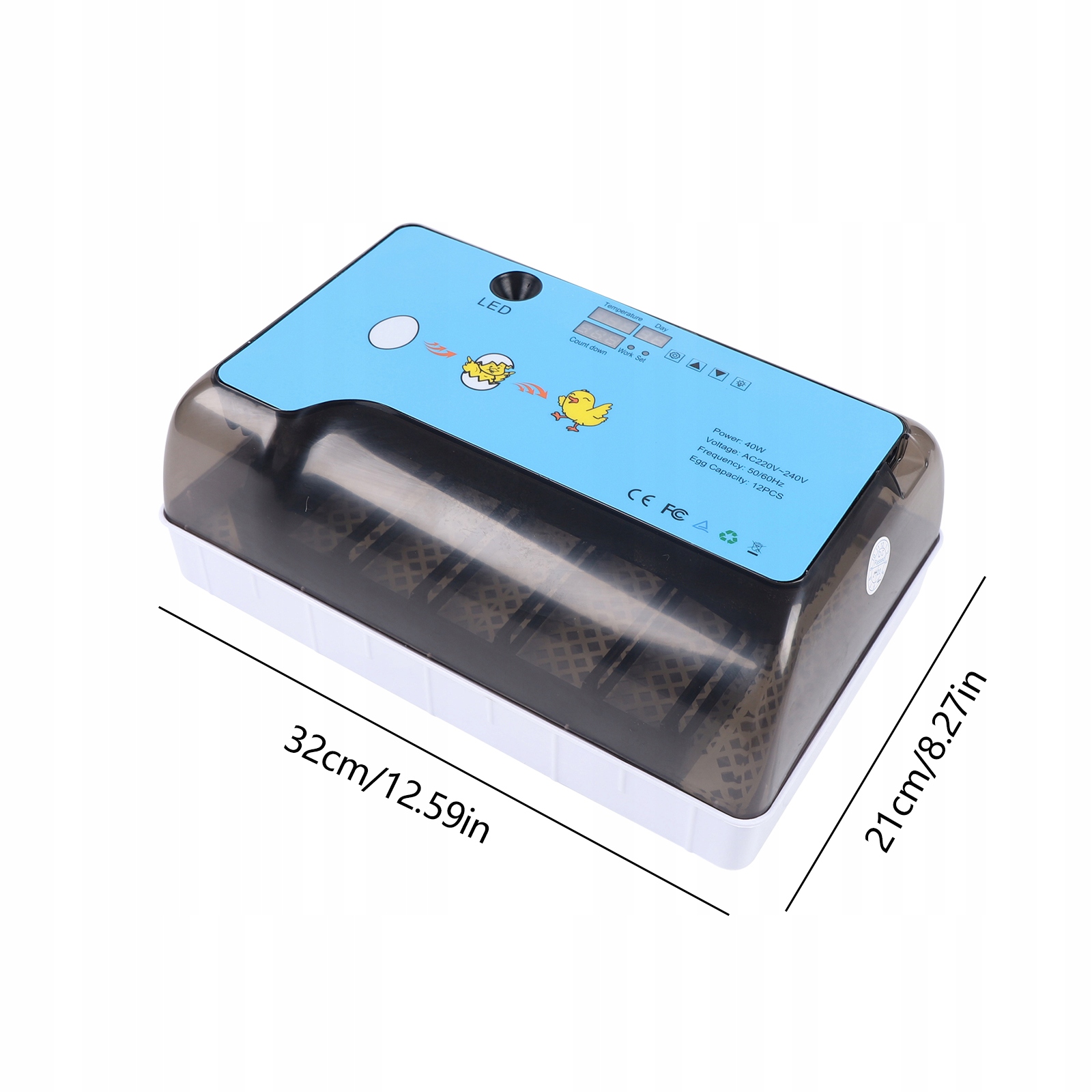 INKUBATOR KLUJNIK WYLĘGARKA JAJ WYLĘGU DROBIU 12J Marka bez marki