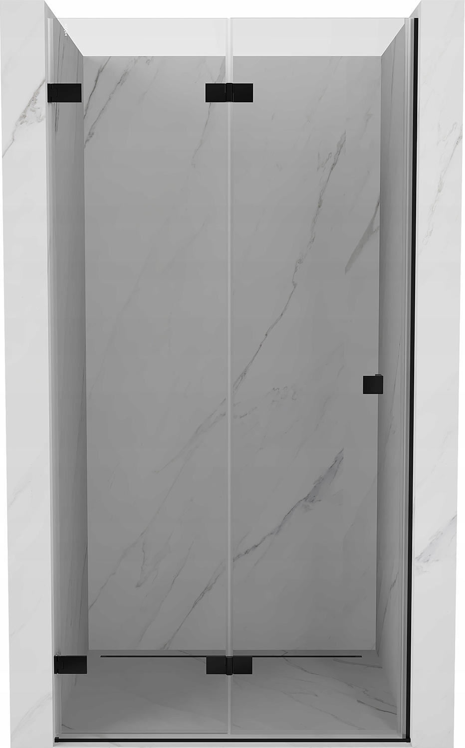 Sprchové dveře Mexen Lunar-F Levé 65cm, Transparentní/Černé, Skládací