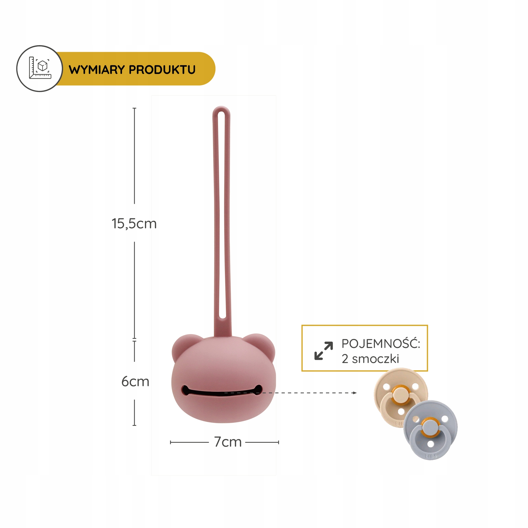 Silikonowe Etui na smoczek pojemnik kula ochronka zawieszka, brudny różowy Kolor odcienie różu
