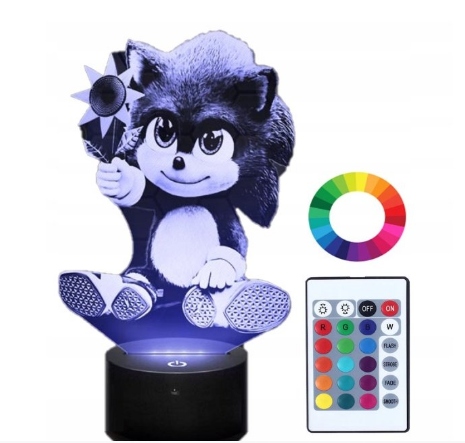 

Lampa 3D Led Usb Mały Sonic Bajka Pilot