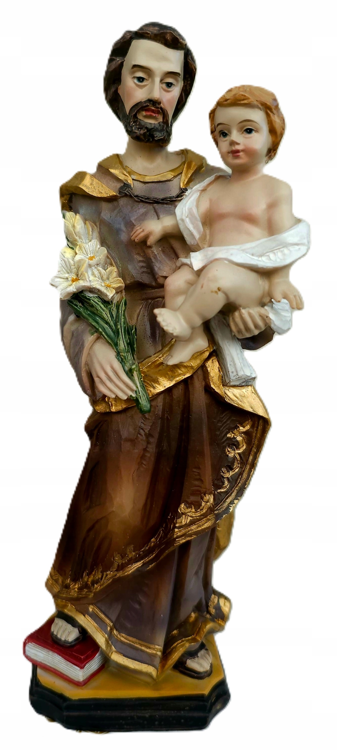 Figurka sv. Josefa Strážce s Ježíškem a lilií výška 19,6 cm