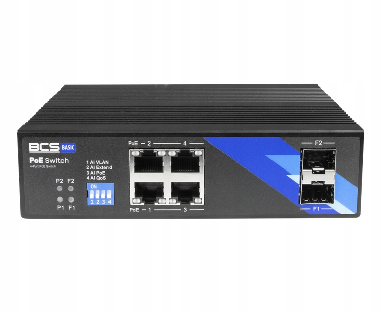 Switch BCS-B-ISP04G-2SFP Basic 4X PoE 2X Uplink Na Szyne Din Tryby