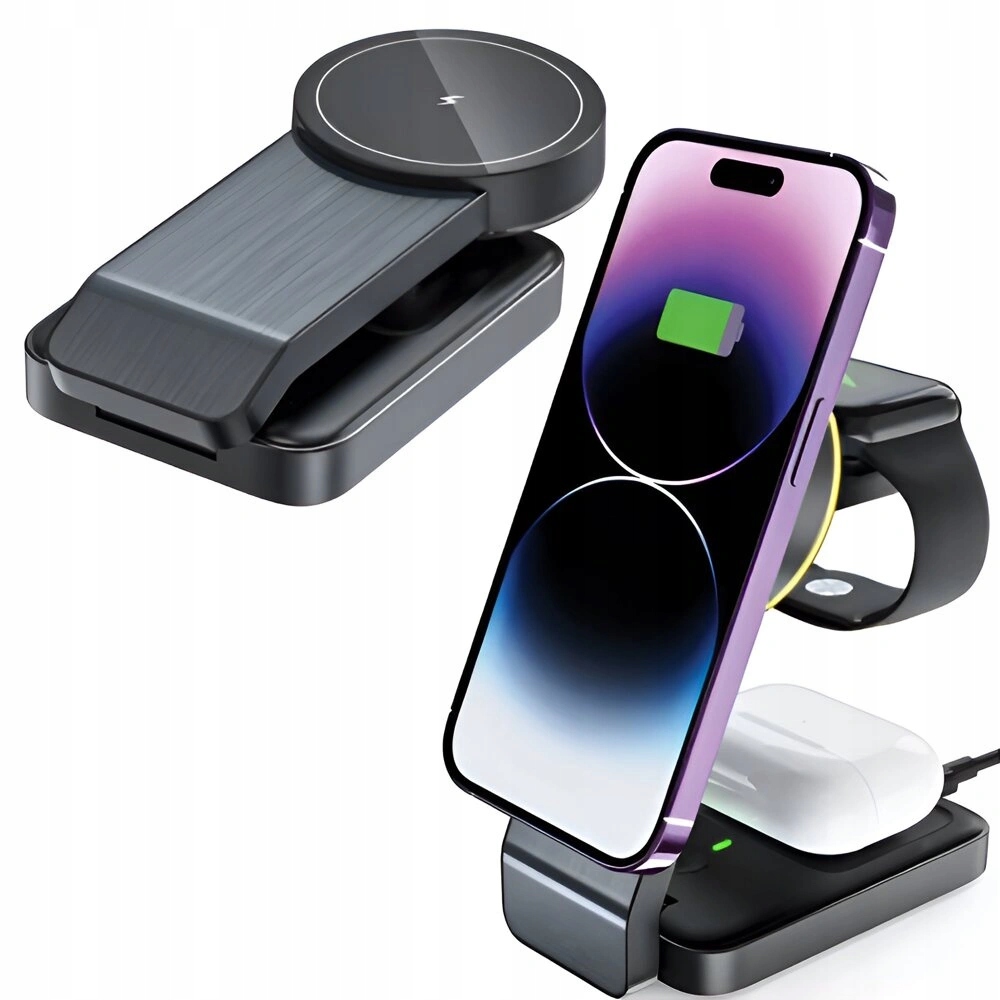 Skládací Indukční Nabíječka Qi 15W Pro Magsafe Pro Iphone Airpods Hodinky