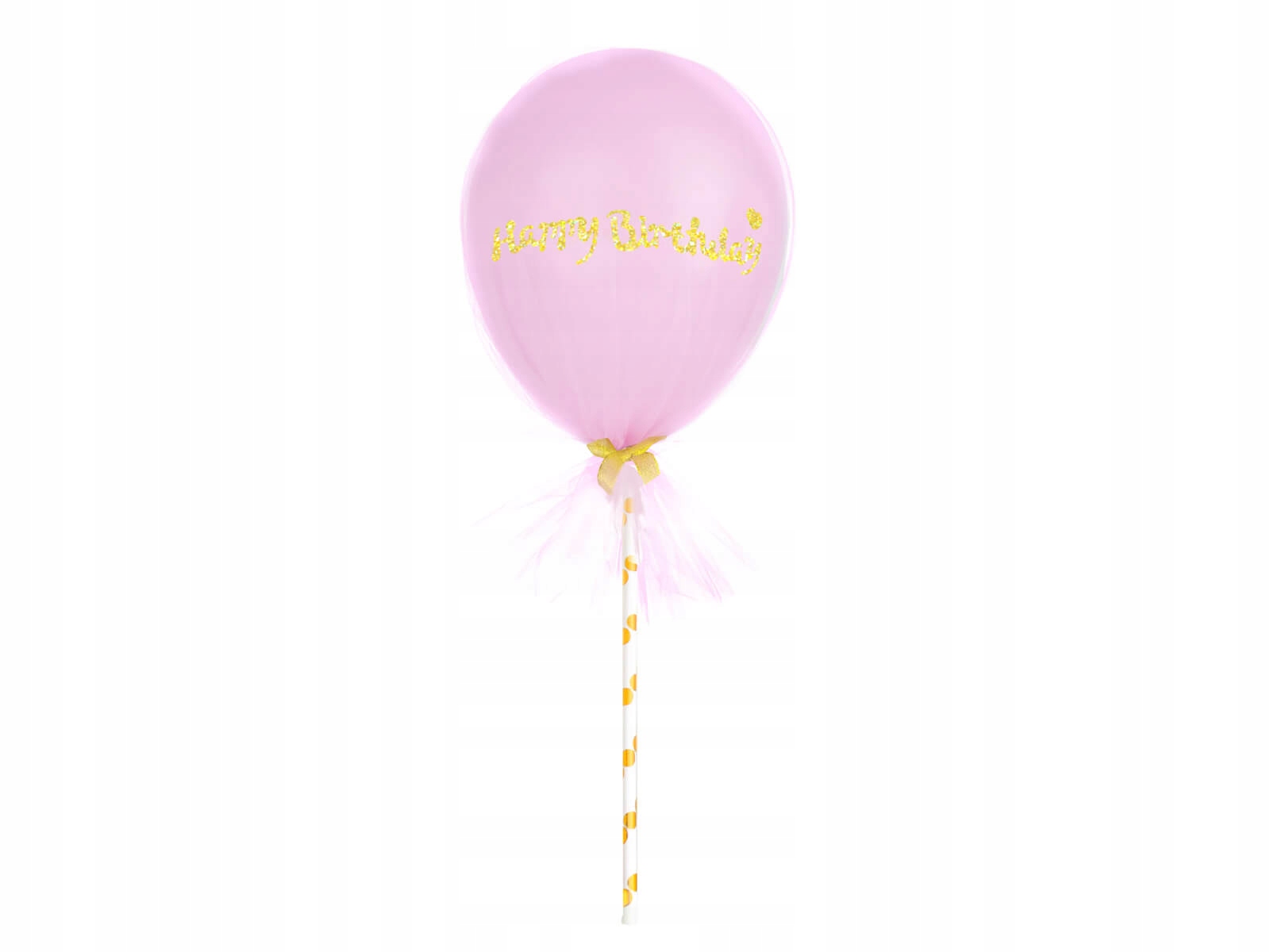 

Zestaw balon Happy Birthday z tiulem różowym
