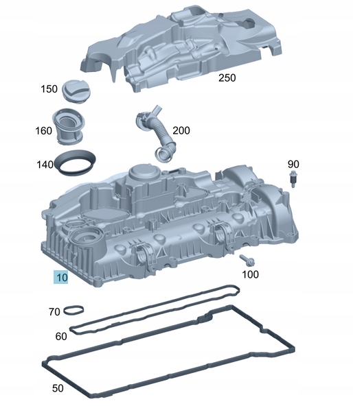POKRYWA ZAWORÓW MERCEDES OM 654 Numer katalogowy części A6540167200