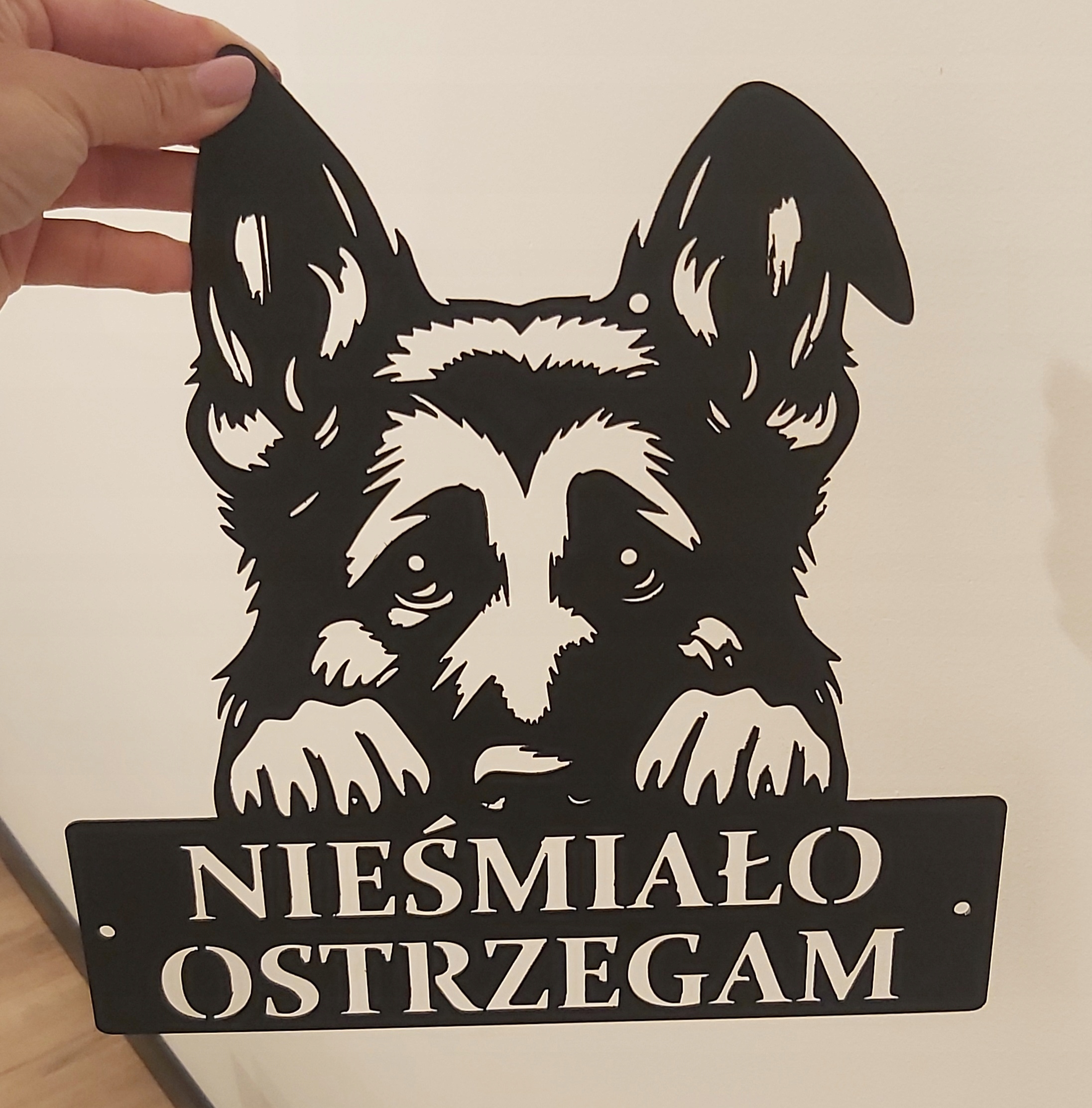 Tabulka Pes na branku oplocení ohrada Ovčák nesměle varuje