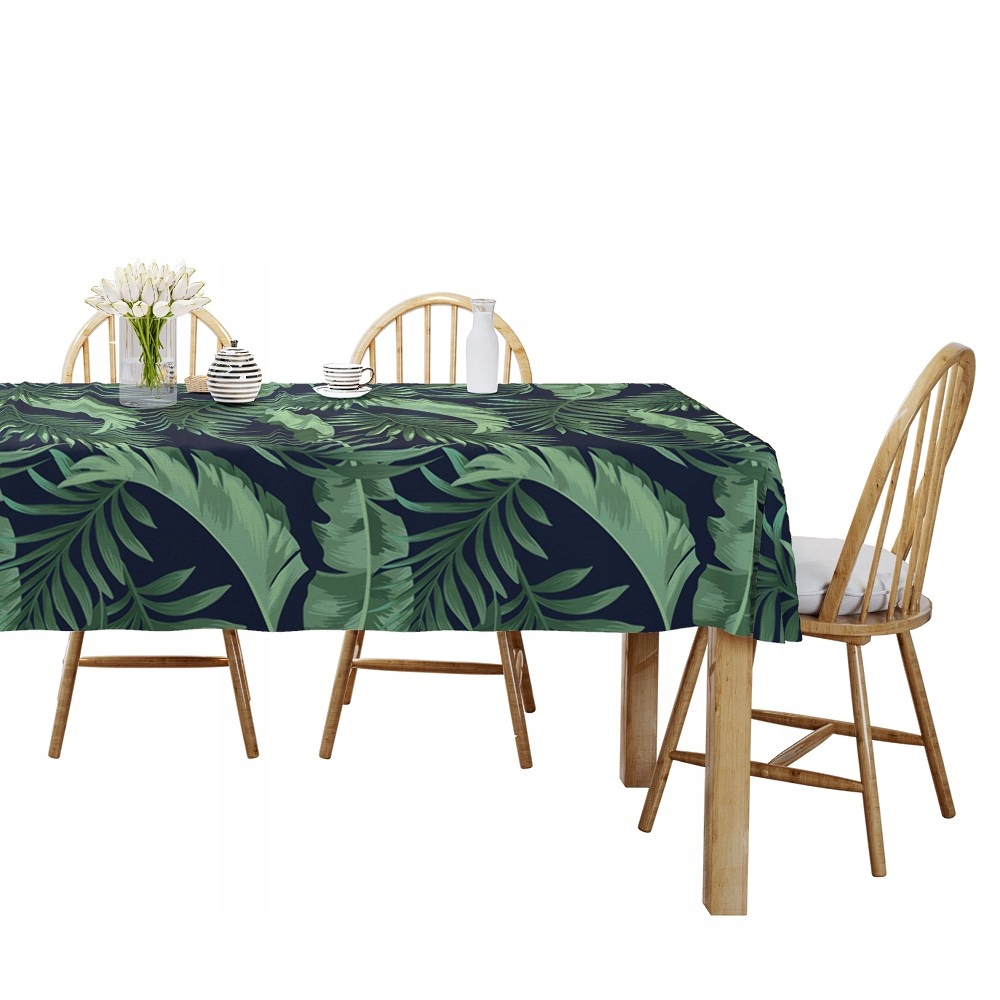 

Obrus na stół 140x320 czarny zielony liście monste