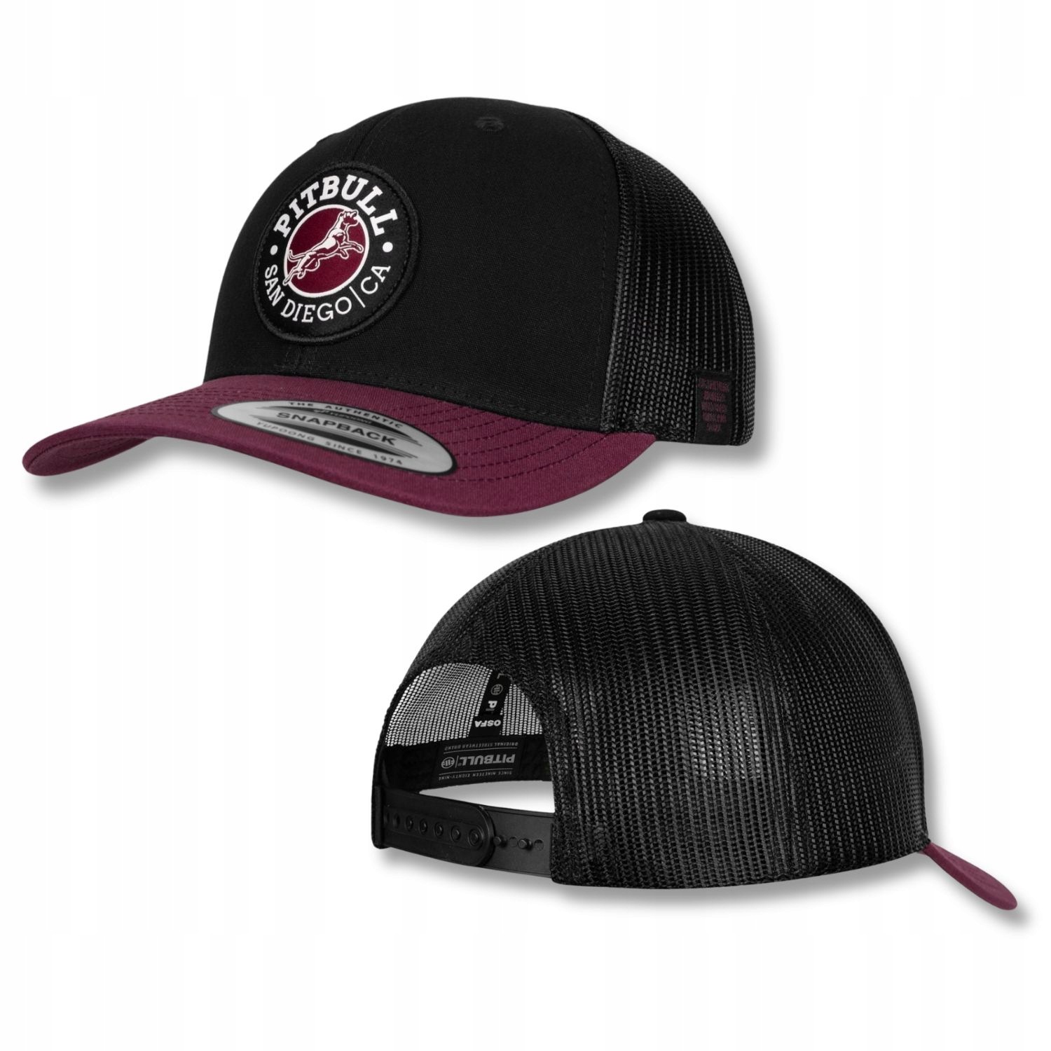 Unisexová Čepice Snapback Trucker Pitbull San Diego Ca s nastavitelným zapínáním