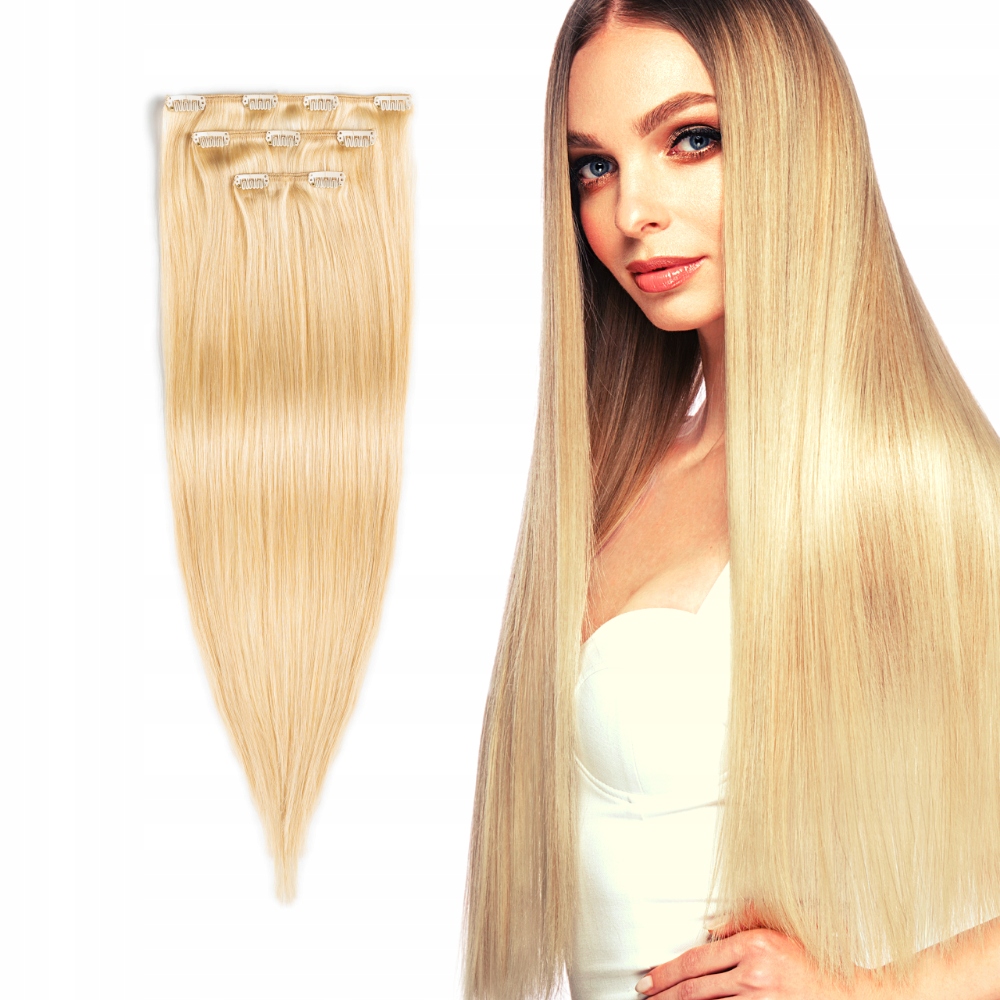 Připínací přírodní vlasy Clip In 60 cm blond #24