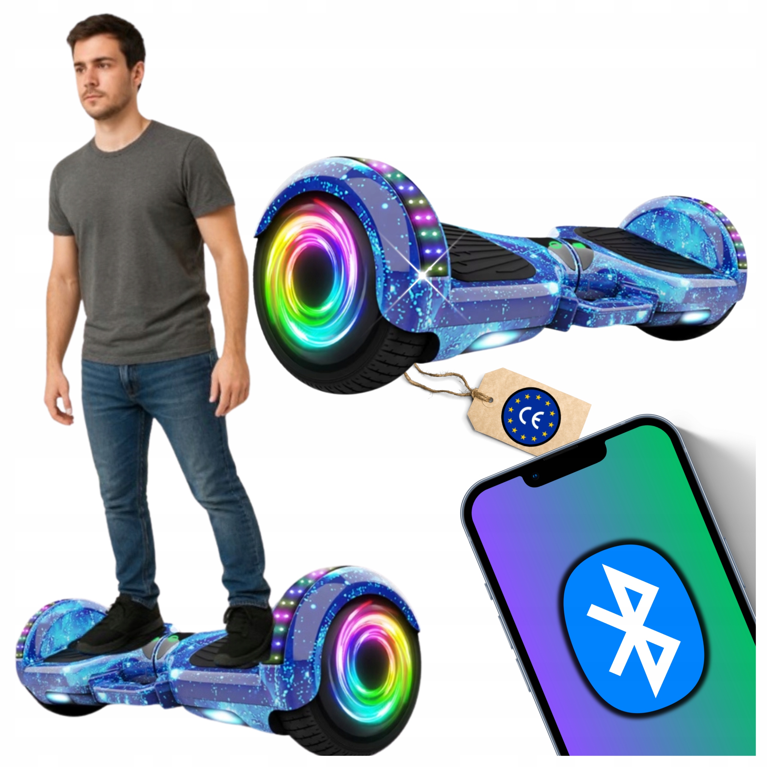 Elektrický skateboard Hoverboard 6,5' Bluetooth reproduktory 250W Cala Deska