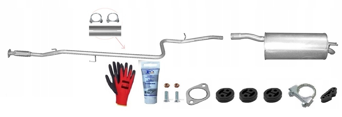 Fiat Doblo 1.4i 55kW (2005-8/2013) sada Trubka Tlumič bonus