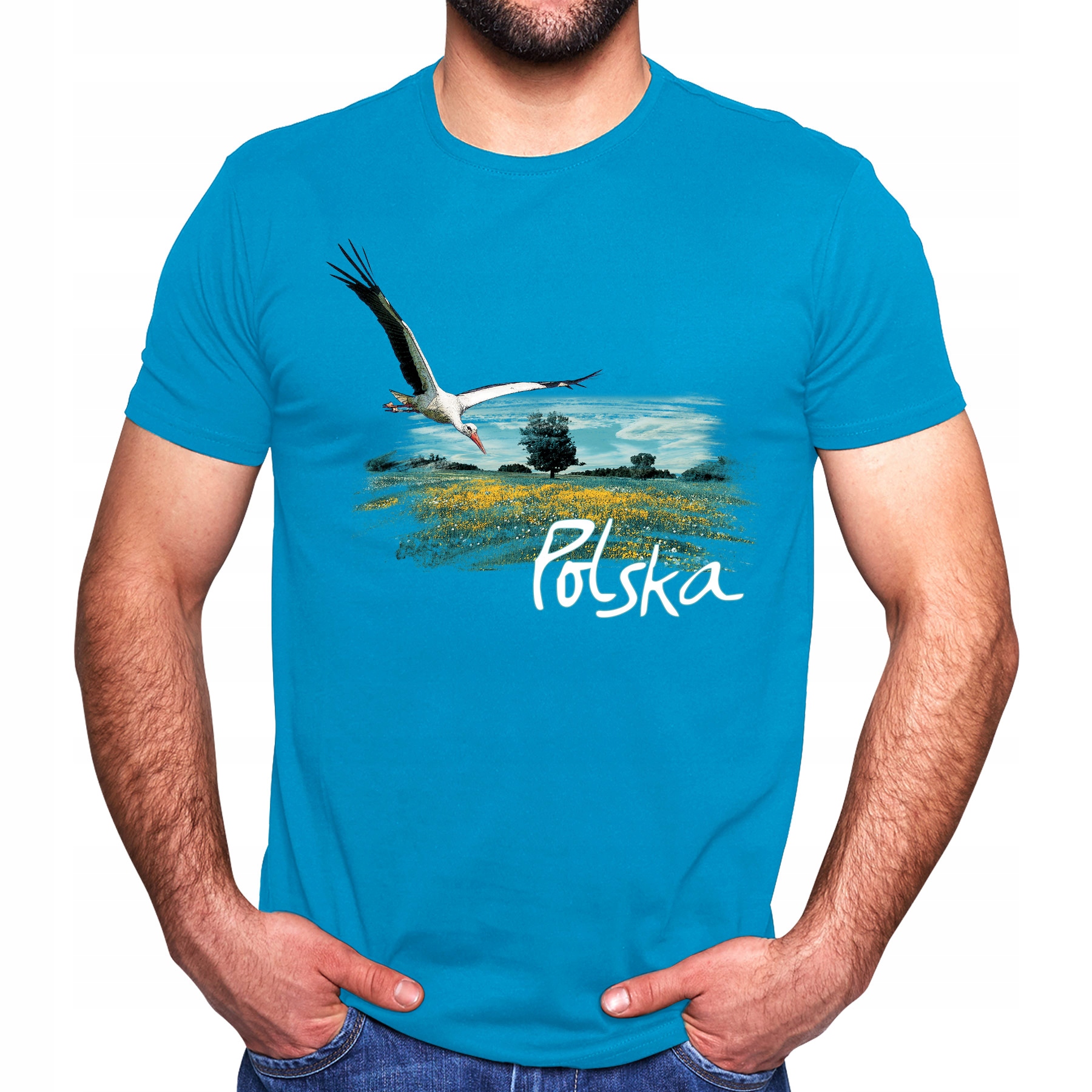 

Koszulka Bocian Polska (M):: M,: niebieski
