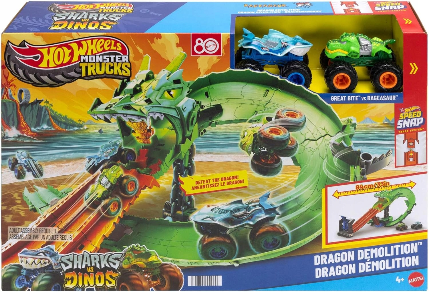 Hot Wheels Monster Trucks Rekiny vs Dinozaury Smoczy wyścig JFR06