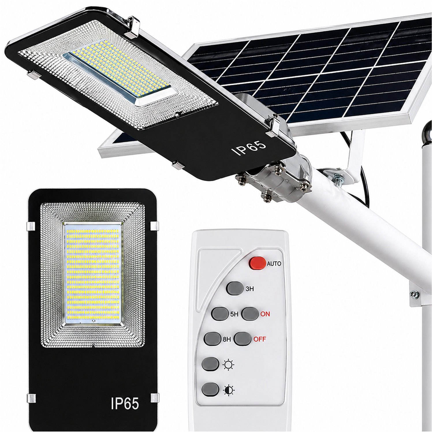 Výkonná Solárna Pouličná Lampa 3000W Led S Diaľkovým Ovládaním IP65 Solárny Panel A Držiak