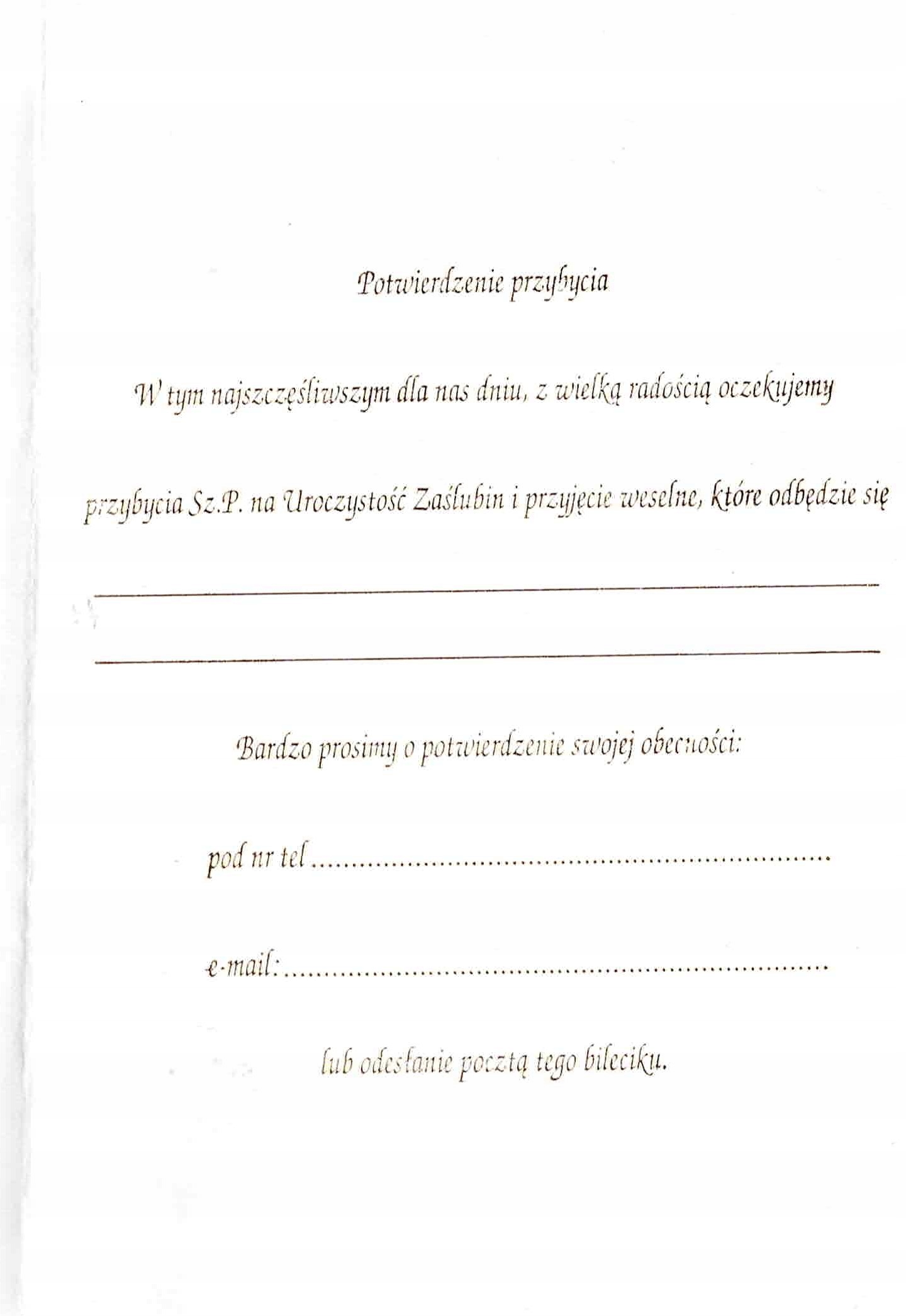 Zaproszenie zaproszenia na ślub ślubne A5 nr 15 Kod producenta 0011