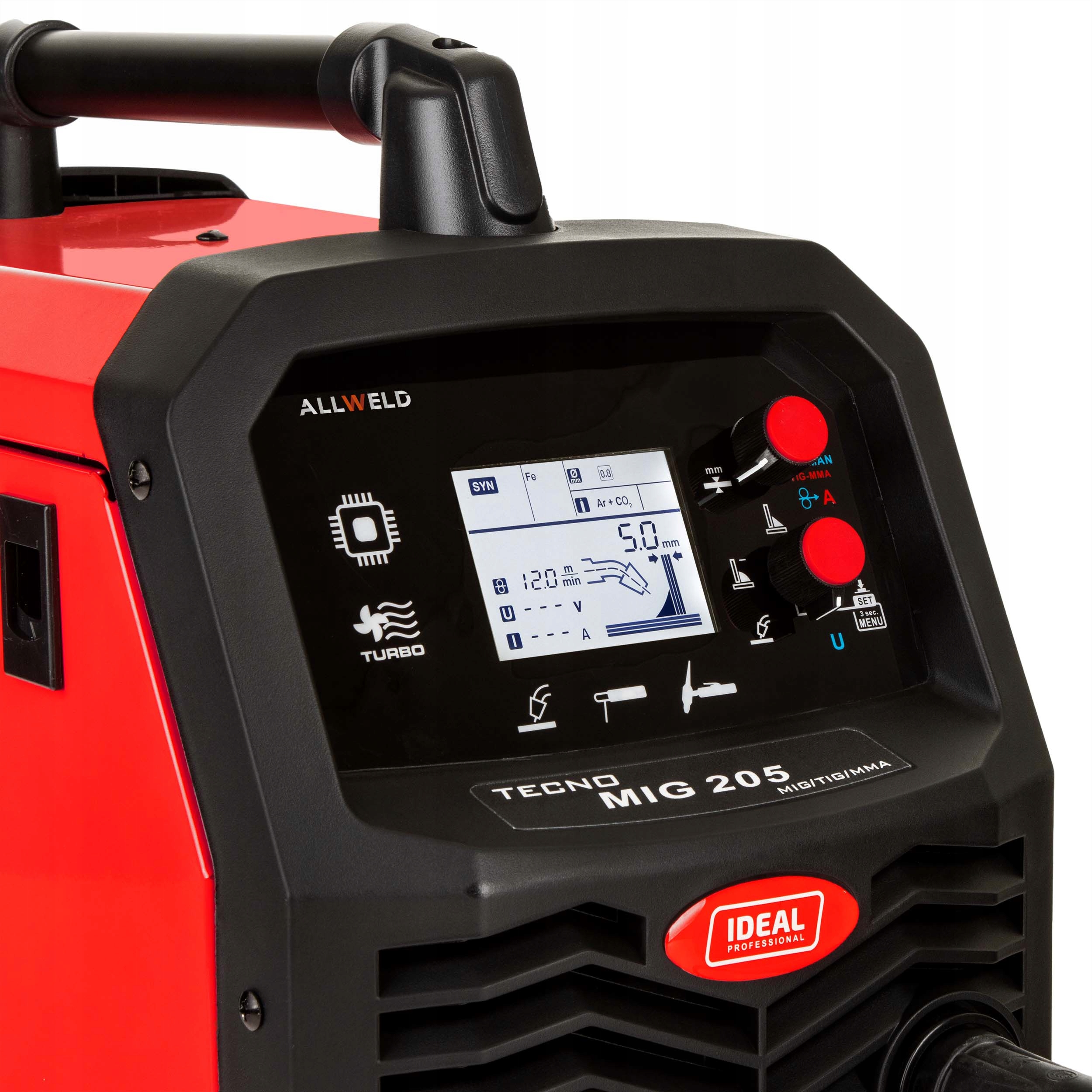 SPAWARKA MIGOMAT IDEAL TECNOMIG 205 LCD V2 SYNERGIA ALU MIG MMA TIG 200A Moc pobierana 8 kVA