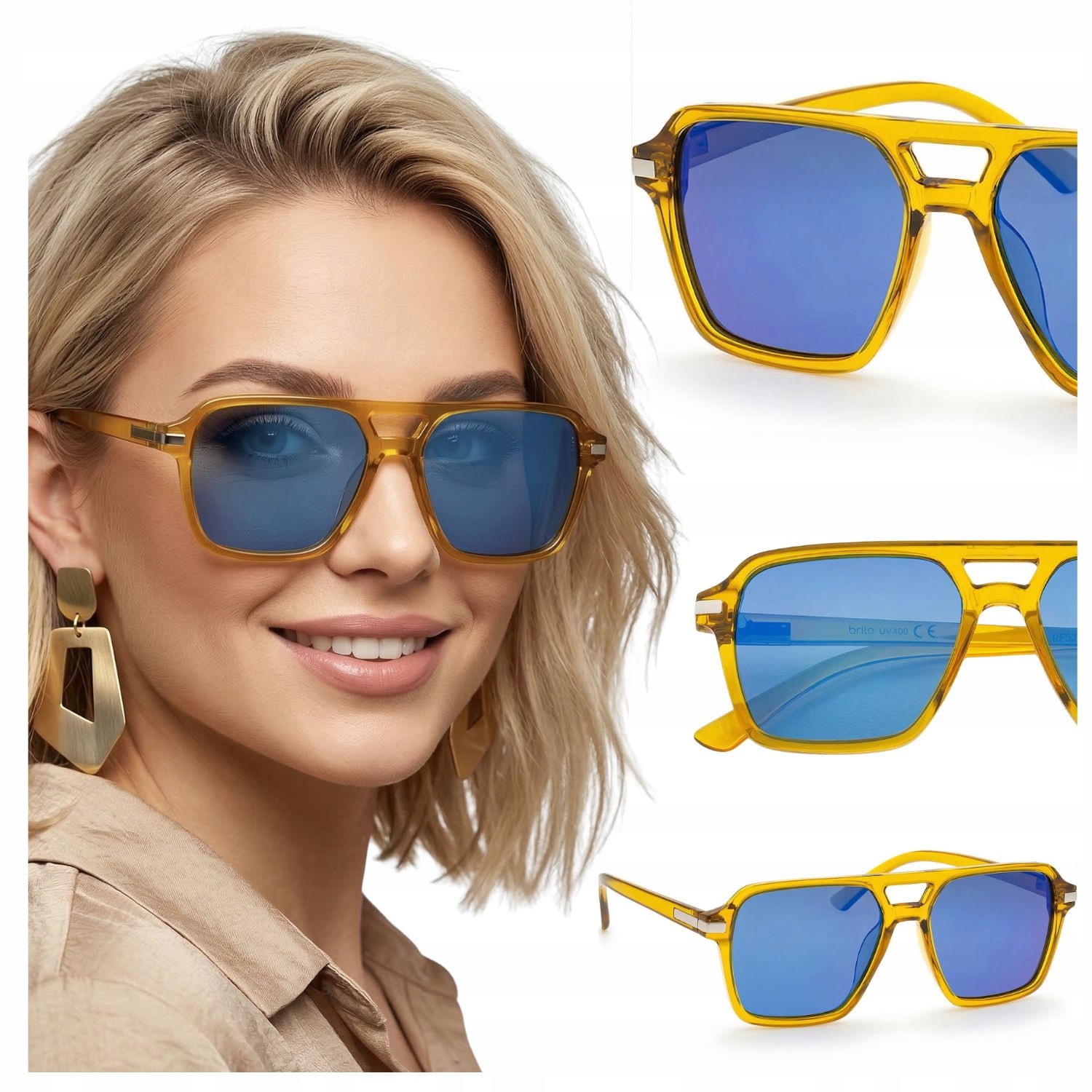 Okulary przeciwsłoneczne damskie z polaryzacją modne oprawki z etui Brilo