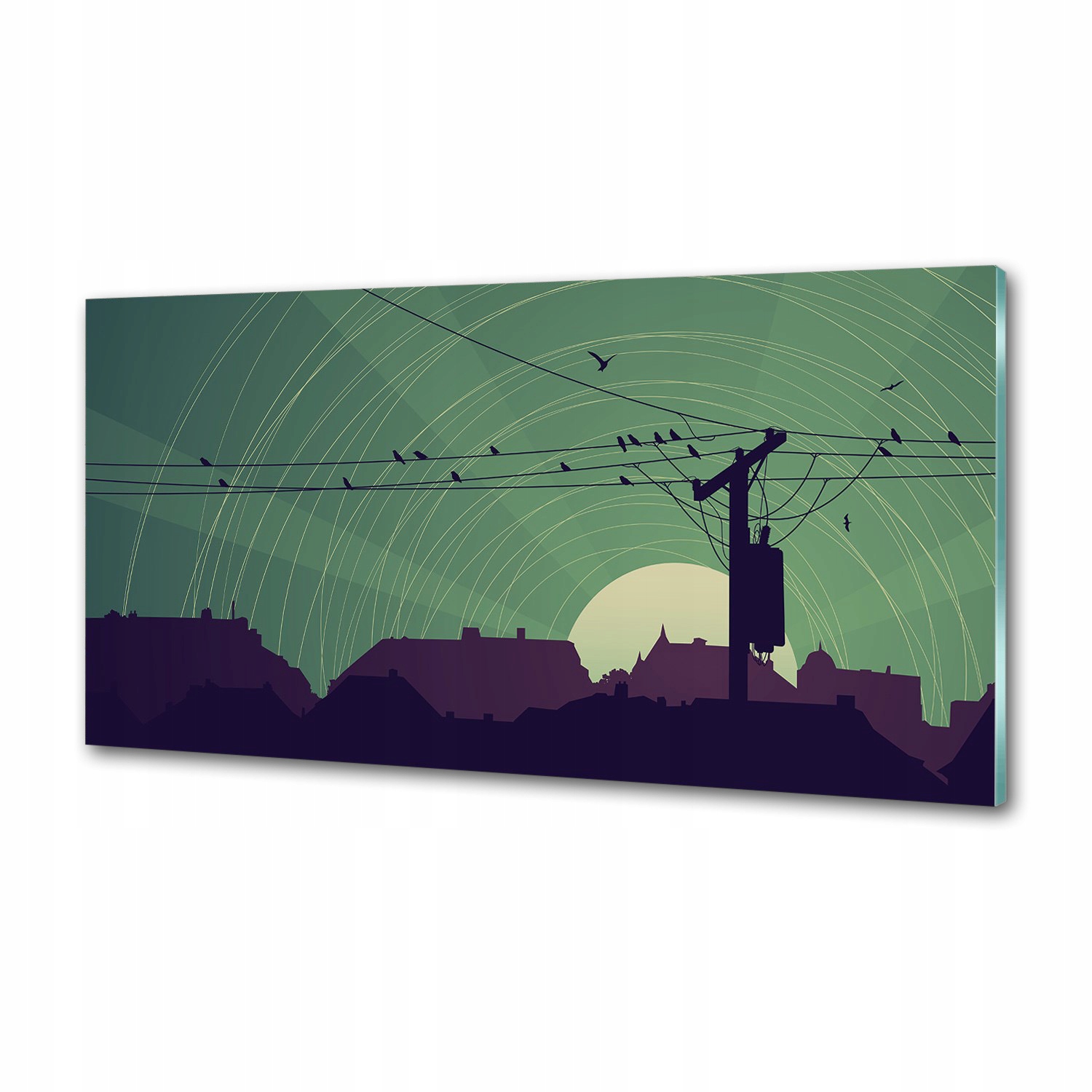 Panel dekor sklo Vtáky mesto 120x60 cm Lepidlo