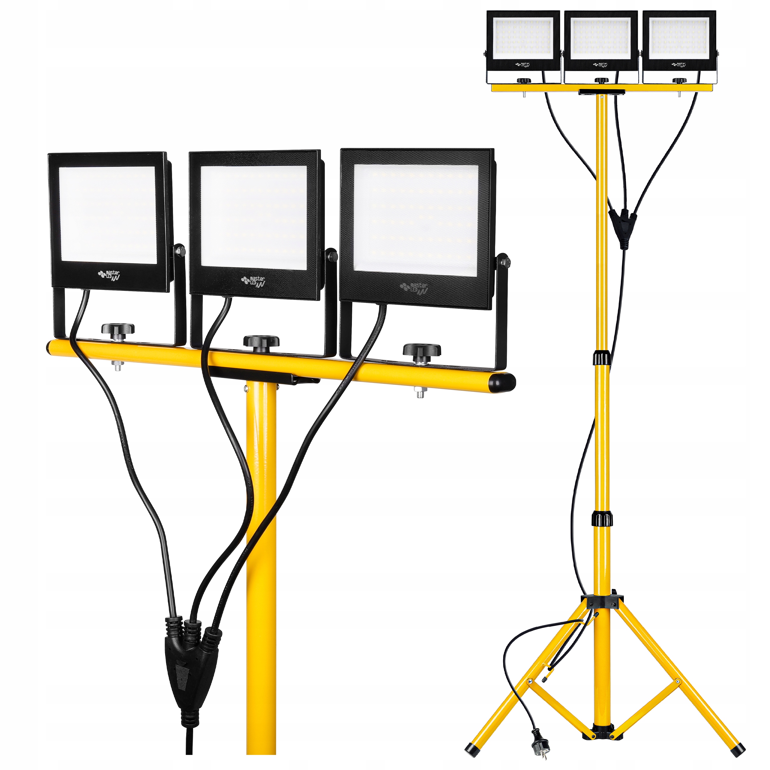 Set Halogen zářič 3x 50W 4500K Led Lampa Stativ stavební zástrčka