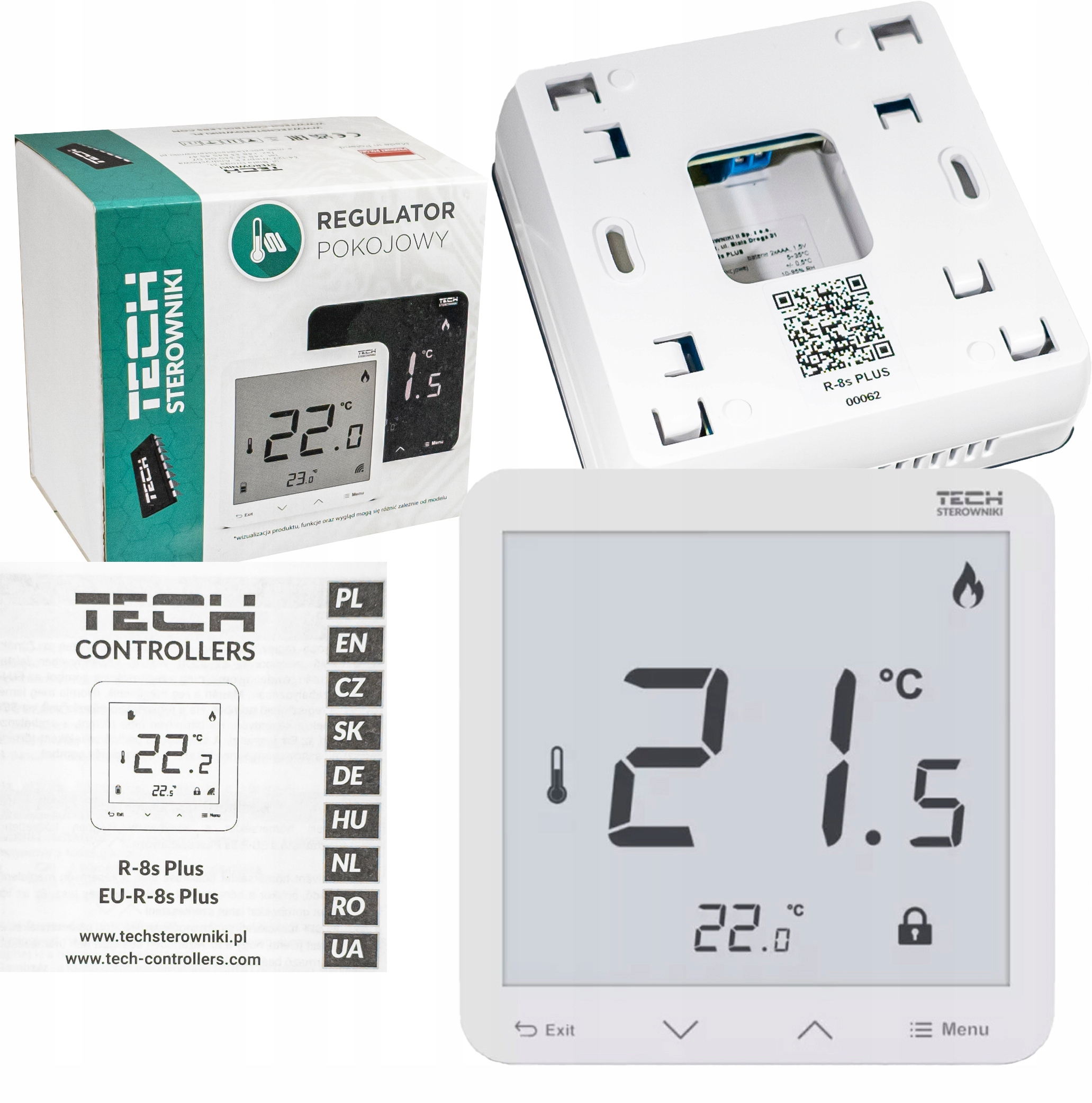 Ovladač Regulátor Pokojový Termostat Bezdrátový Bílý R-8S Plus Tech