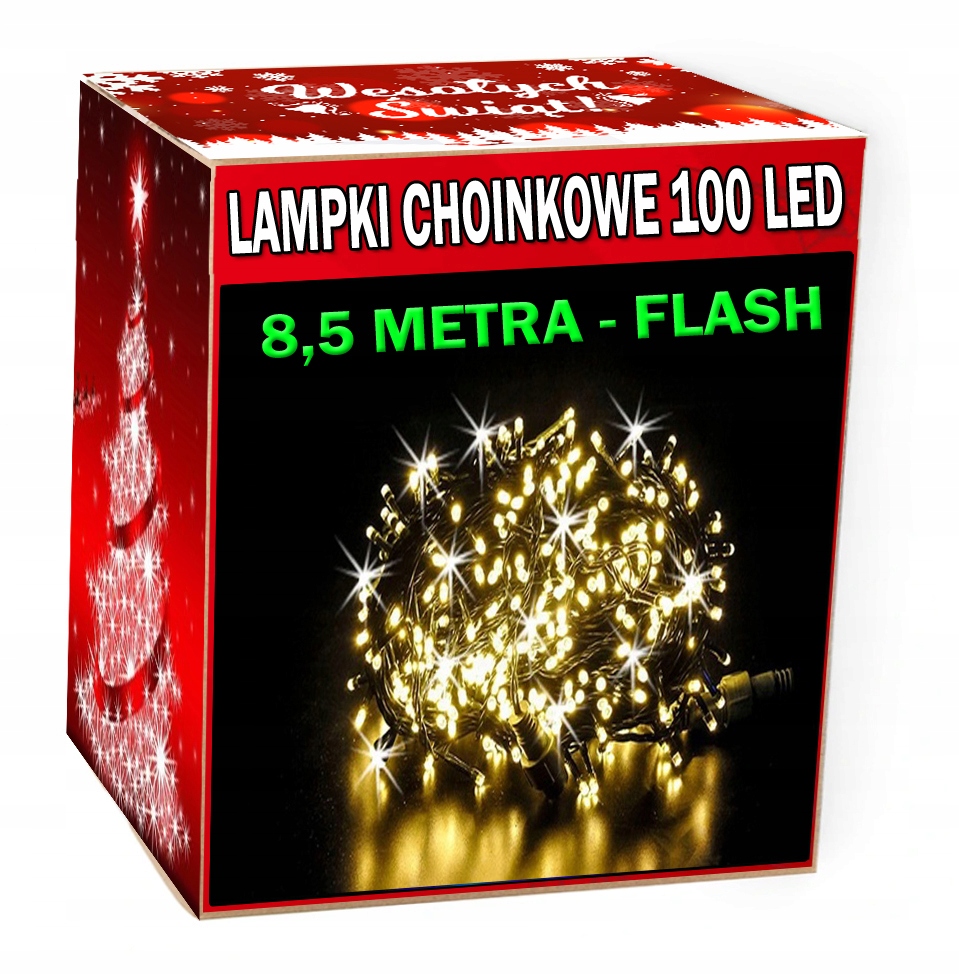 

Lampki Choinkowe 100LED Flash 8,5 Metra Zewnętrzne