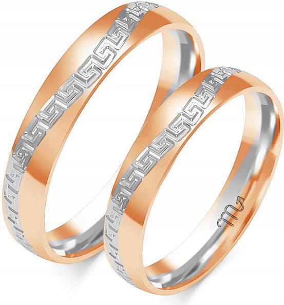 Snubní prsten z růžového zlata 585, 11 12 13, klasický lesklý vzor