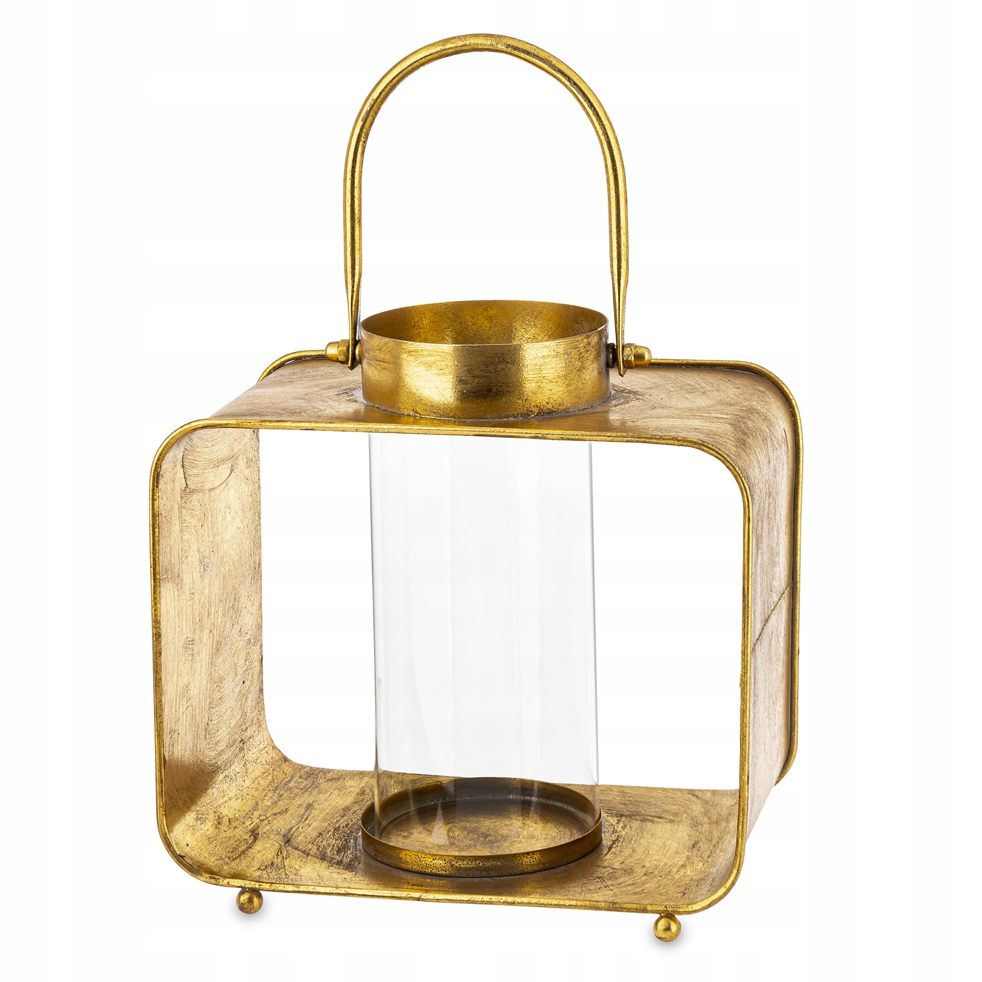 METALOWA LATARNIA LAMPION ZŁOTY GLAMOUR DEKORACJA