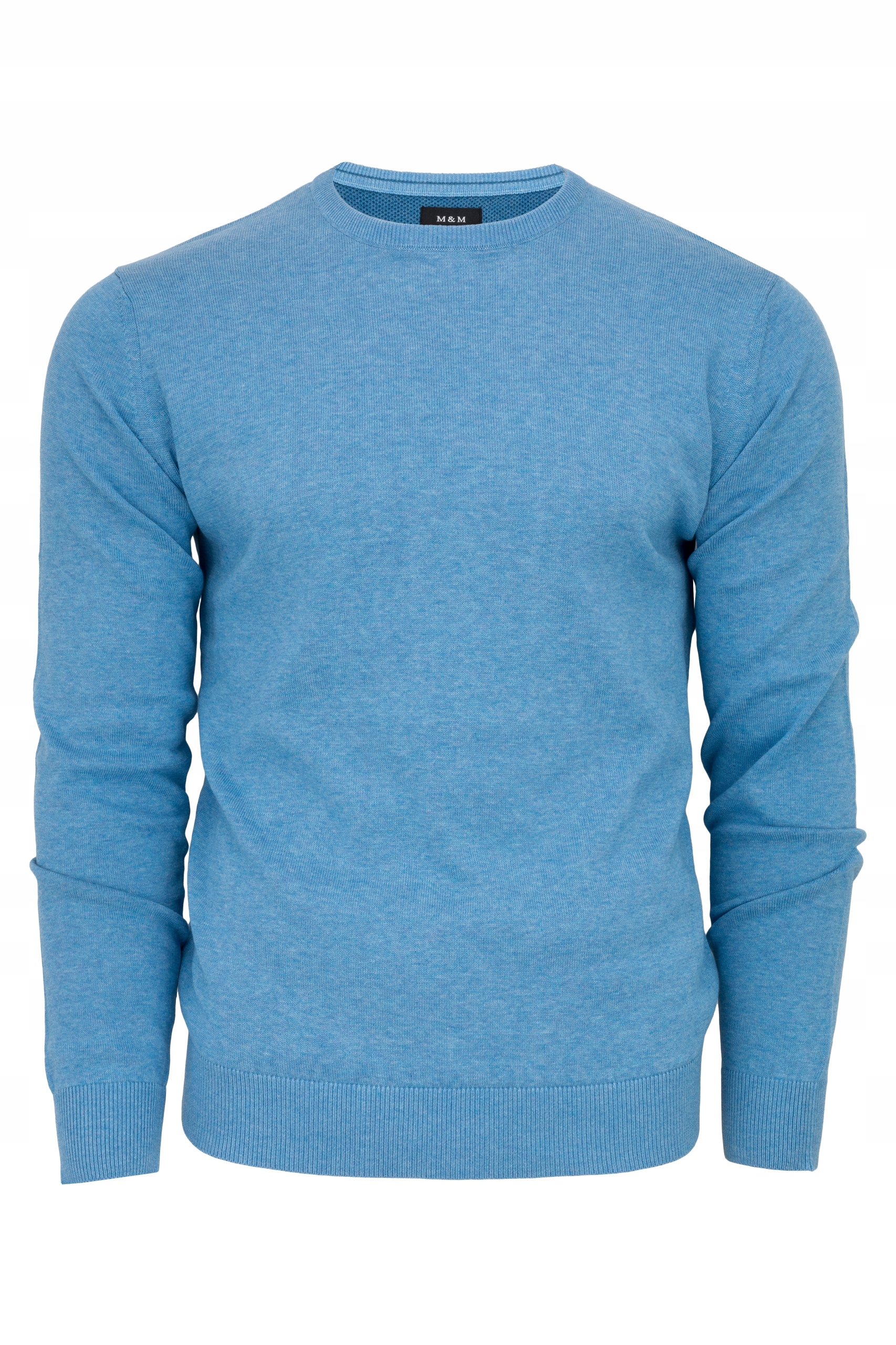 Pánský svetr R-neck kulatý M&M modrý Premium Cotton 100% vel L