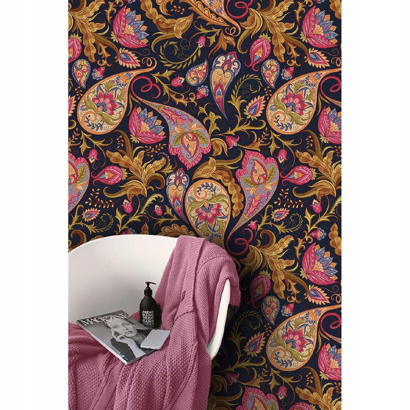 

Tapeta flizelinowa Paisley złoty i różowy 152x104