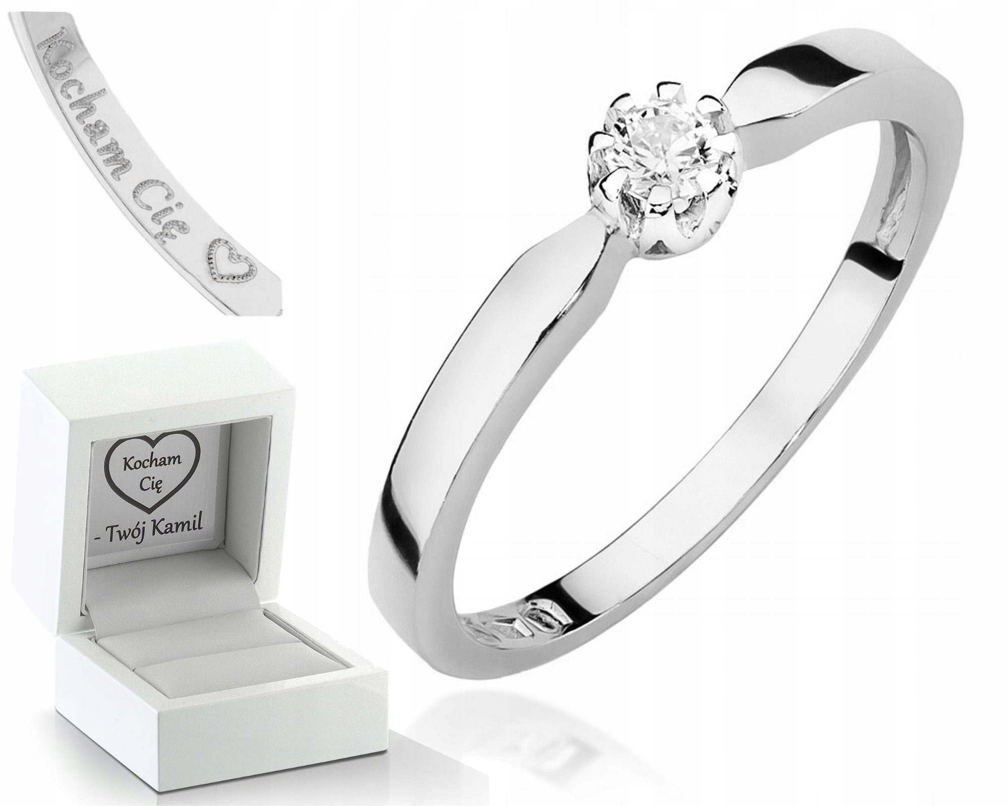 Bílé Zlato Prstýnek S Brilianty Gravírování Bonus