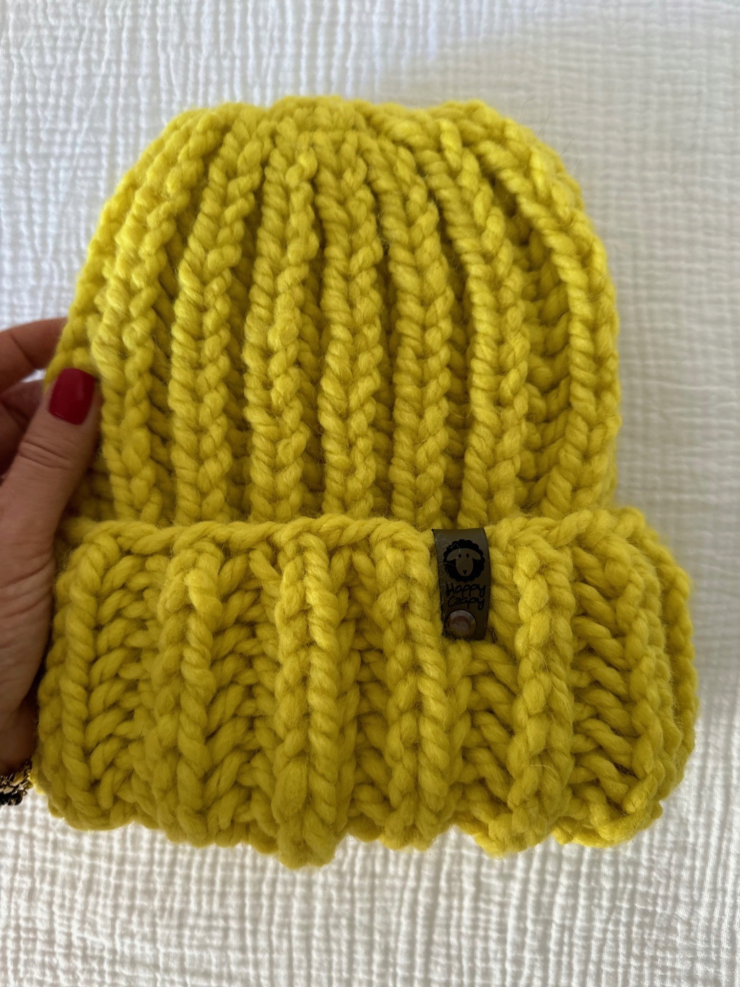Čepice Big Happy Yellow handmade