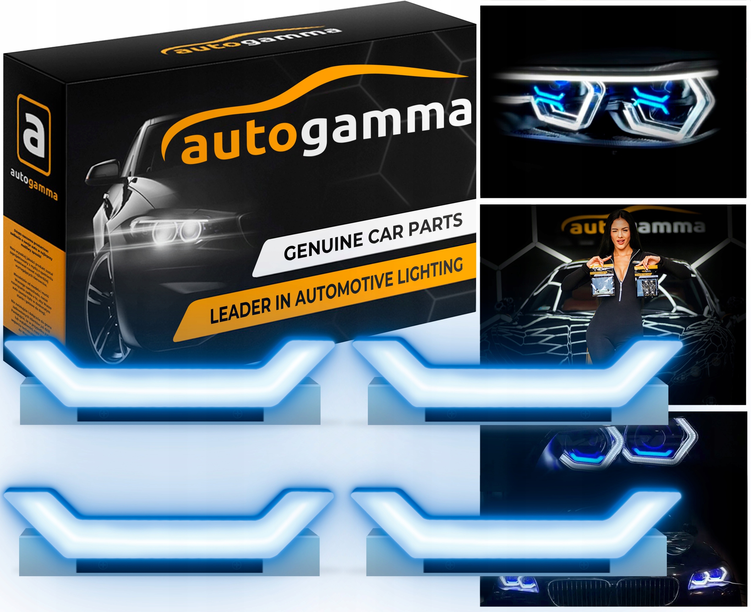 Кольца LED Half X Blue Подкова BMW F22 F32 F82 F80 SMD DRL 2x60 mm 2x75 mm