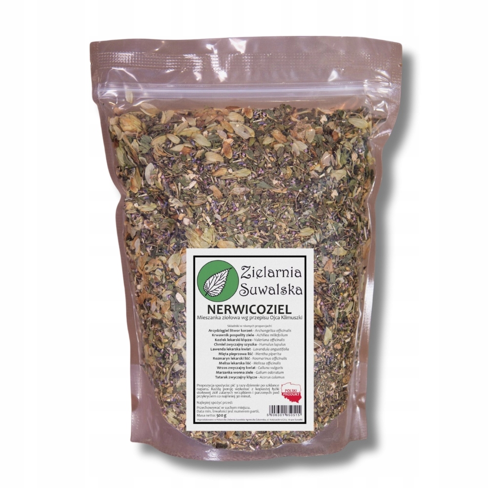 Nerwicoziel 500 g wg Klimuszki – Zielarnia Suwalska mieszanka ziołowa
