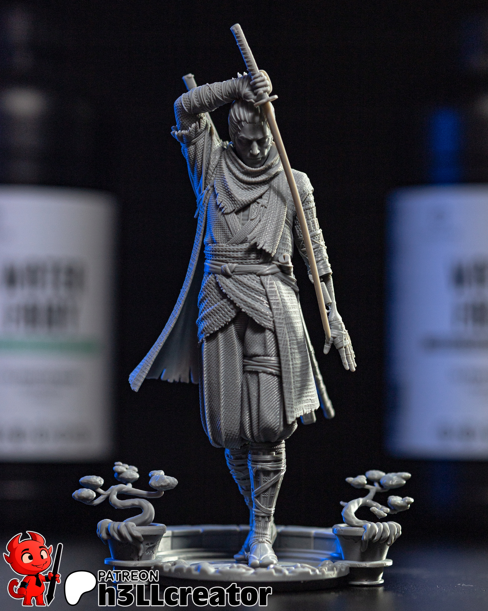 Figurka Wolf Sekiro Shadows Die Twice h3LL creator 3D tisk 12K