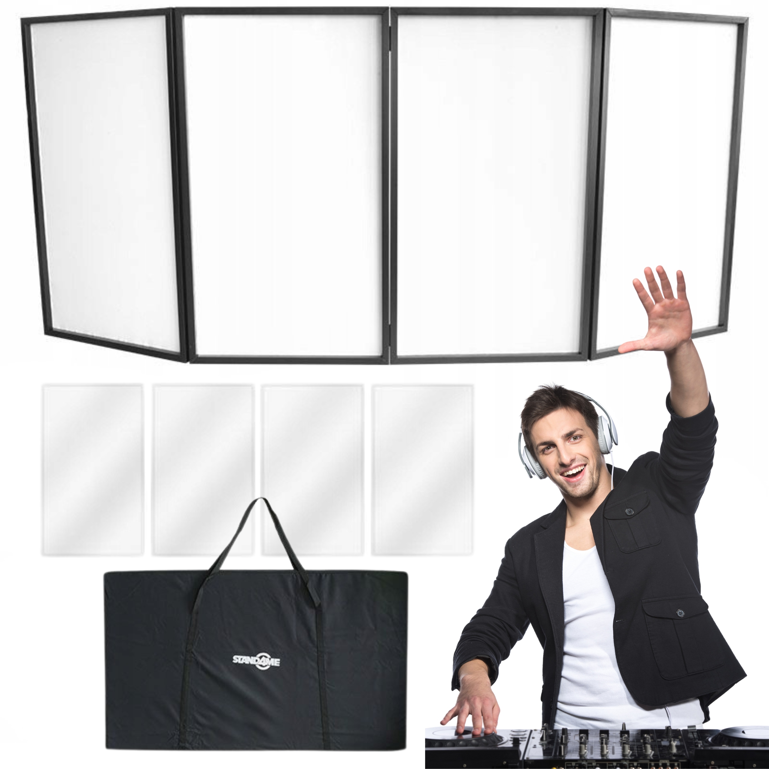 Paraván Závěs Dj Bílá Komplet Compact Screen Obrazovka S Pouzdrem STAND4ME