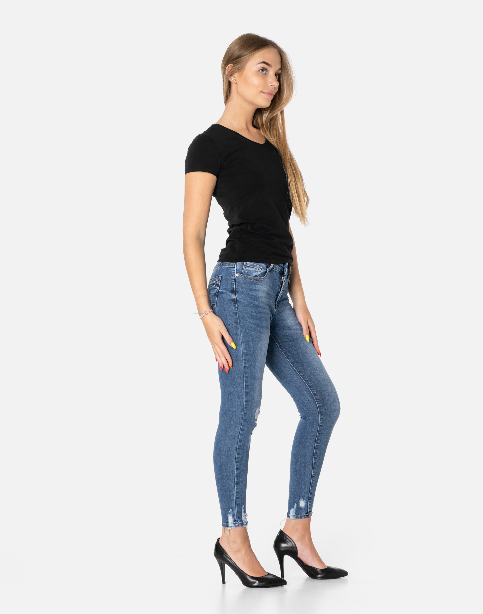 Женские джинсы с дырками S5586 R 31 дополнительные функции ripped abrasions push-up slimming